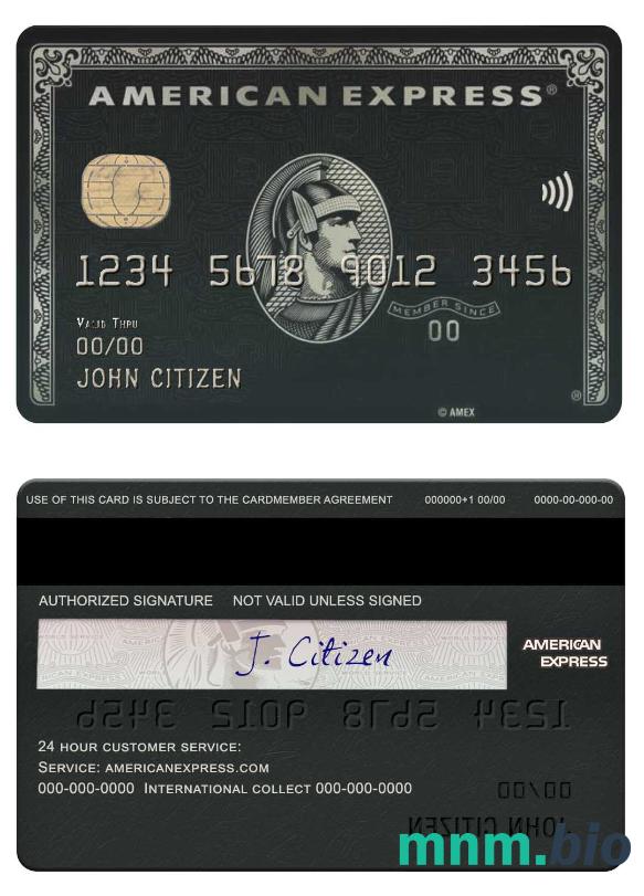 USA BMO Bank of Montreal bank amex black karta przykład w formacie PSD